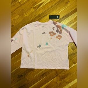 Adidas Kids Long Sleeve Pink Floral Tee